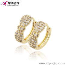 Arbeiten Sie neueste Produkte 14k Gold-Plated Charming Crystal Bowknot Hoop Ohrring für Frauen-90166 um